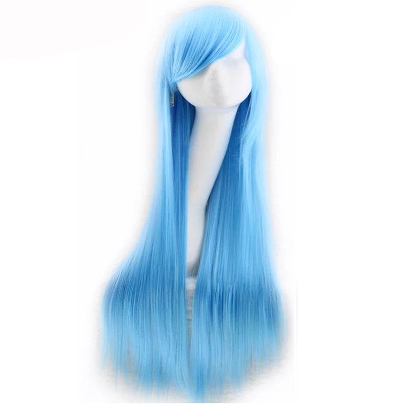 Similler-Perruque de Cosplay synthétique lisse et longue de 80 cm, noire, violette, rouge, rose, bleue, verte, blanche, grise et brune