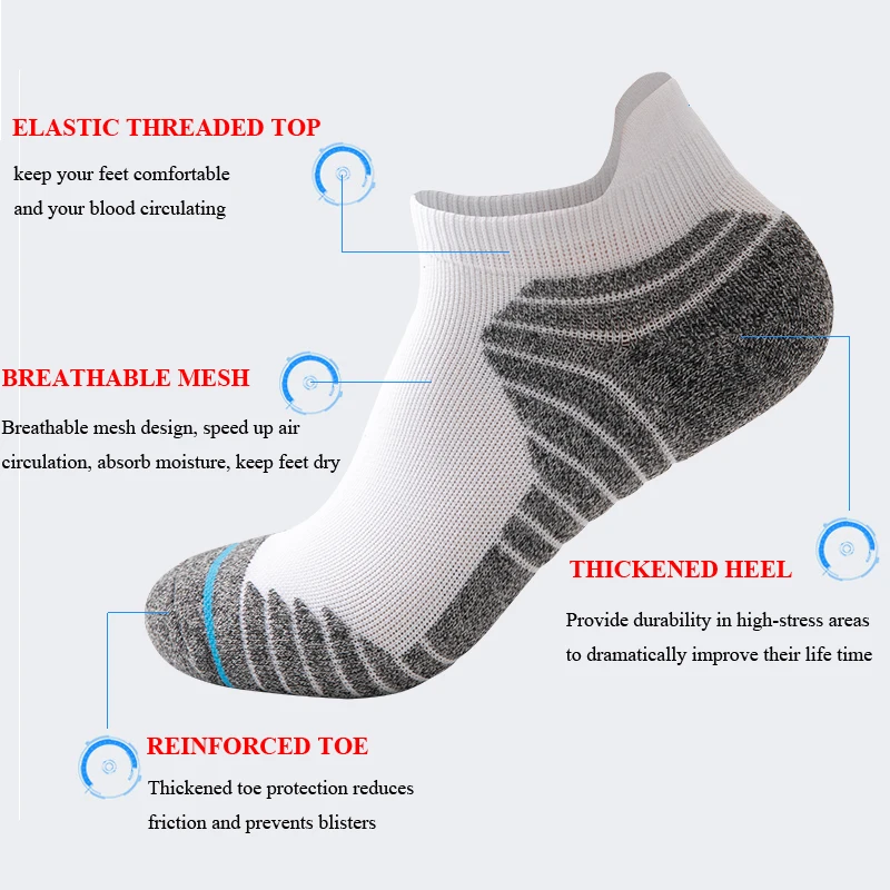 Women Men Sport Ankle Socks  Breathable Cushioned Heel Toe Outdoor Running Basketball Low Cut Socks