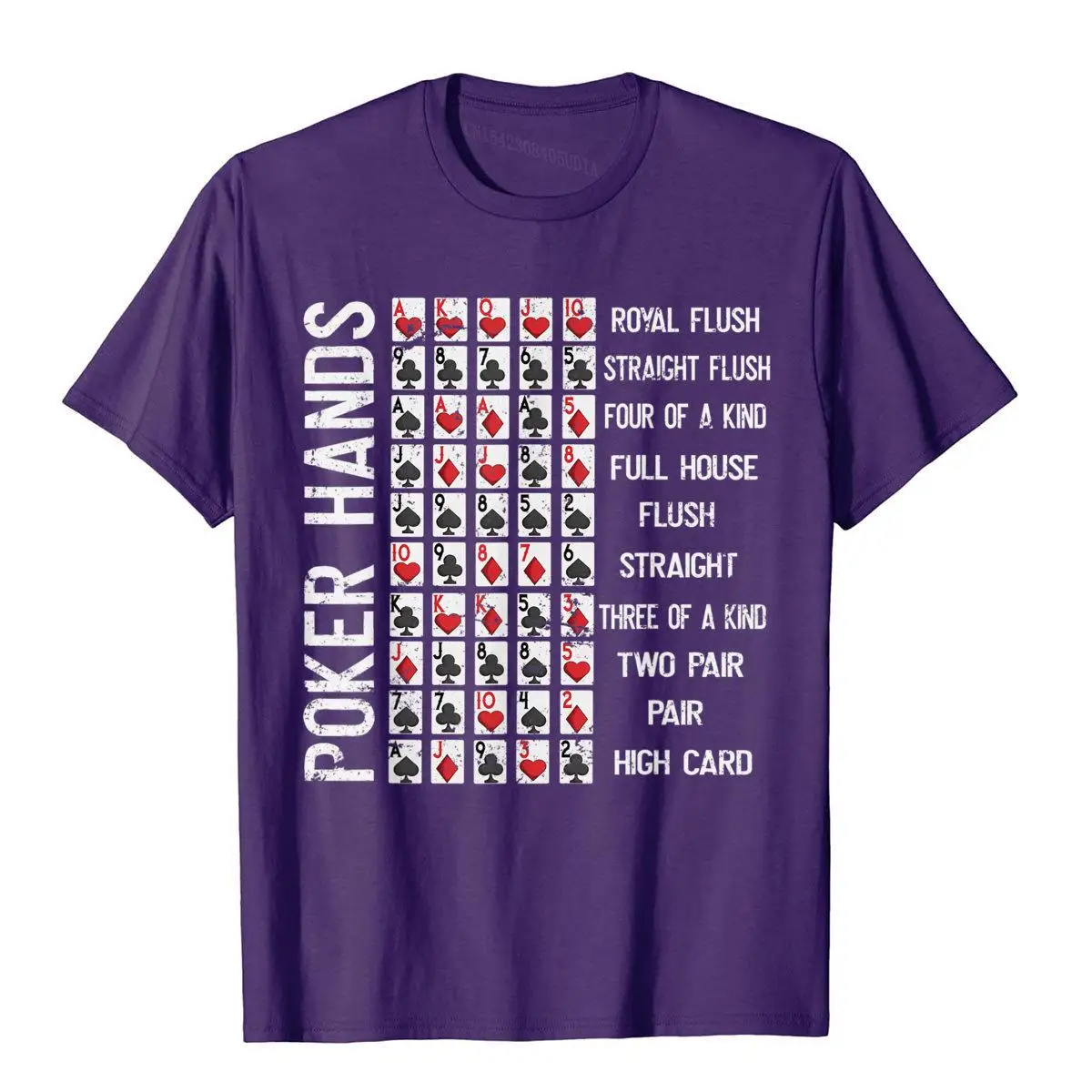 Poker Hands Cheat Sheet Card Casino Games Funny Player Gift T-Shirt T Shirt Tees Funny Cotton Crazy 3D Style Mens