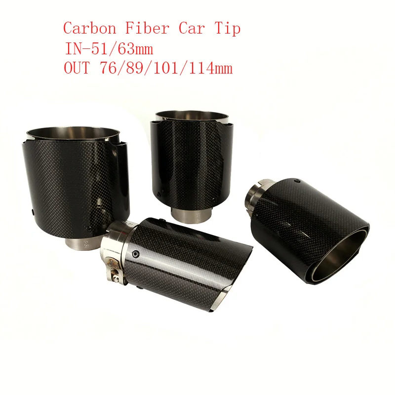 

1PC Carbon Fiber Car Exhaust Tip Black Coated Stainless Steel Muffler Tip Tail Pipe for Inlet 51/63mm