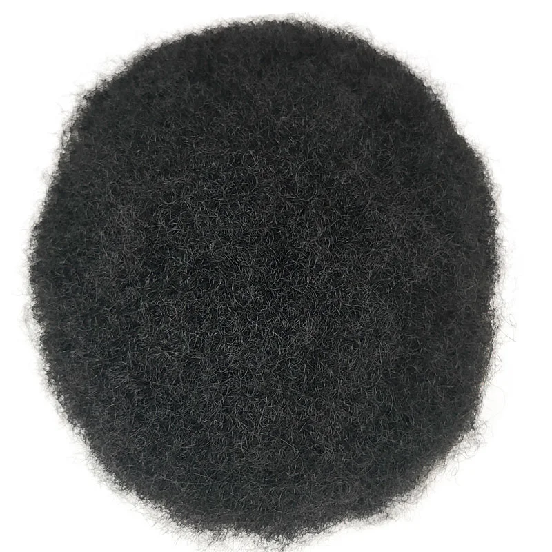 Wholesale 8x10 Afro Curl Toupee 100% Human Hair For Men Wig Q6 Replacement System 3 Colors