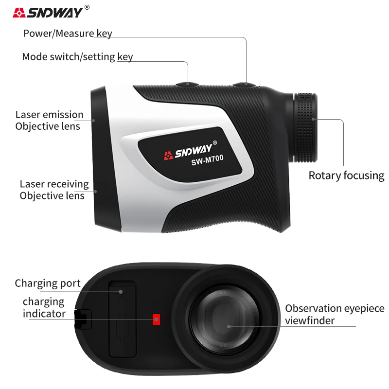 SNDWAY Rangefinder กล้องโทรทรรศน์500M 700M 1000M มัลติฟังก์ชั่เลเซอร์ตั้งแต่ Tester ล็อคเสาธงโดยเฉพาะอย่างยิ่งสำหร...