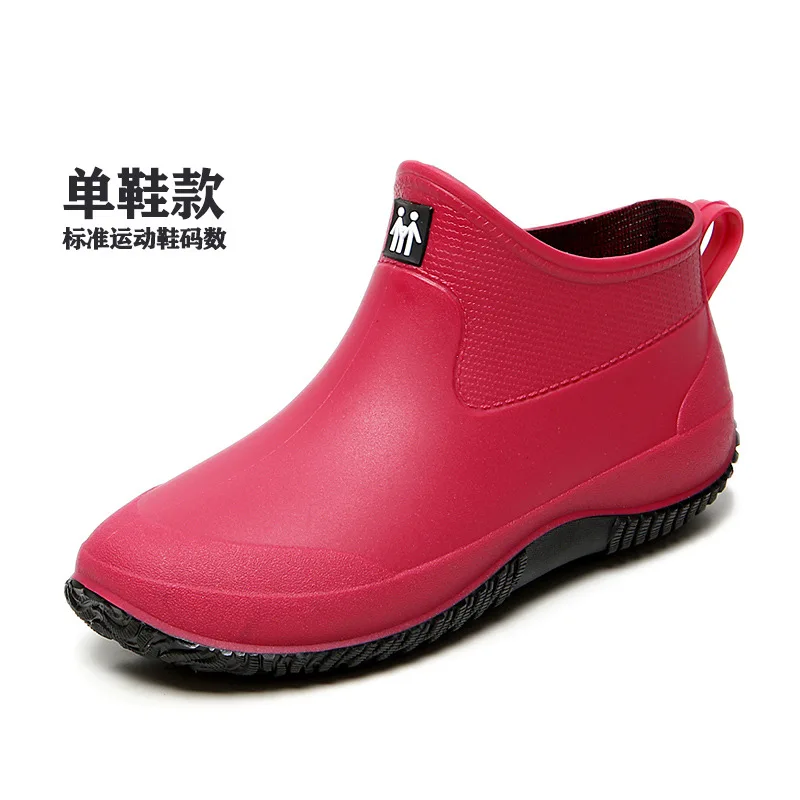 Rain Boots Women Rubber Non-slip Color Neutral Ankle Rain Boot Lightweight Non-slip Boots Rain Boots Men Waterproof Couple Shoes