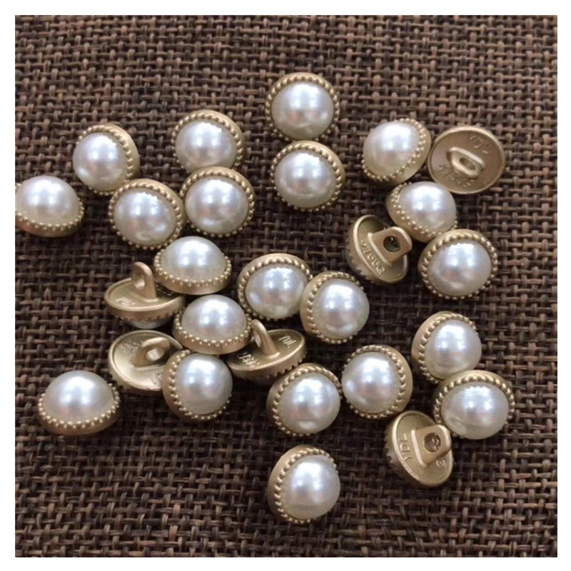 Round Shank Metal Pearls for Women's Shirts, Sew on 2 Models, DIY Crafts, Sewing Accessories, 20 Pcs, 10 mm