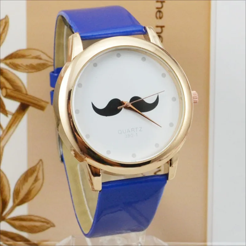 

WOMAGE Casual Women Watches Mustache Watches Women Bonjour Beard Watch Leather Belt Quartz relogio feminino montres femmes