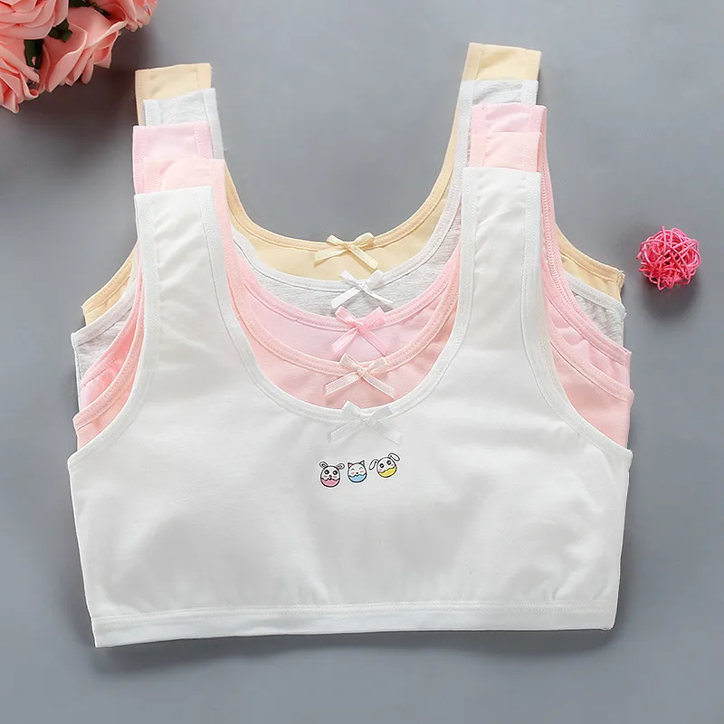 New girls bra vest style double layer cotton quilted bowknot tube top big children girls sling children underwear 8 to 18Y