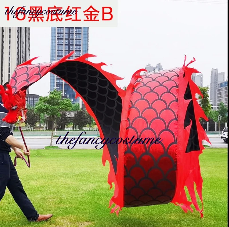 6M Golden Dragon Dance Ribbon Plus Head Mascot Costume Adult Child Cartoon Game Party Props Performance Carnival Festival