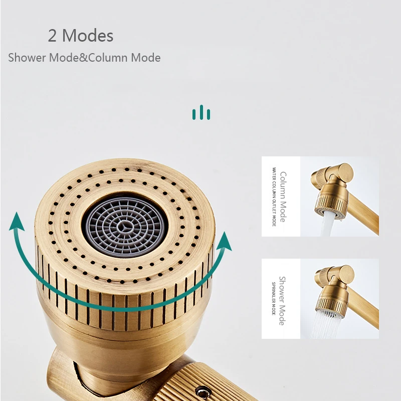 H Quality Brass Short/High Bathroom Basin Faucet Foldable Free Rotation Basin Faucet Cold Hot Mixer Crane  2 Modes Shower&Column