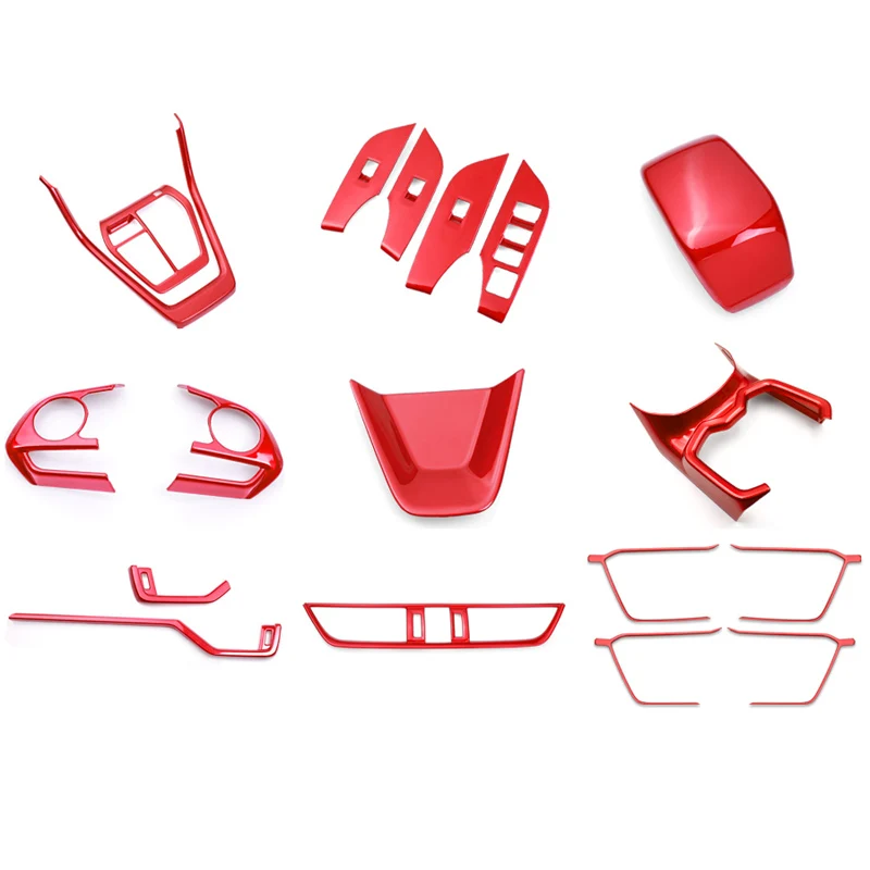 red for TOYOTA RAV4 2020-2021 Gearshift Decorative frame Water cup Window lifter Interior decoration