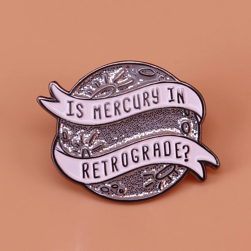 Mercury retrograde glitter pin funny astrology witchy gifts