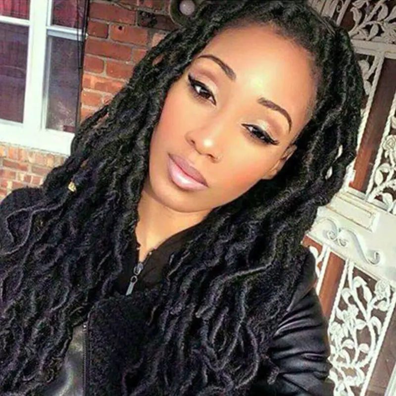 

14 18 24 Inch Nu Faux Locs Crochet Hair Extension Synthetic Ombre Braiding Hair For Black Women Curly Goddess Faux Locs Braids