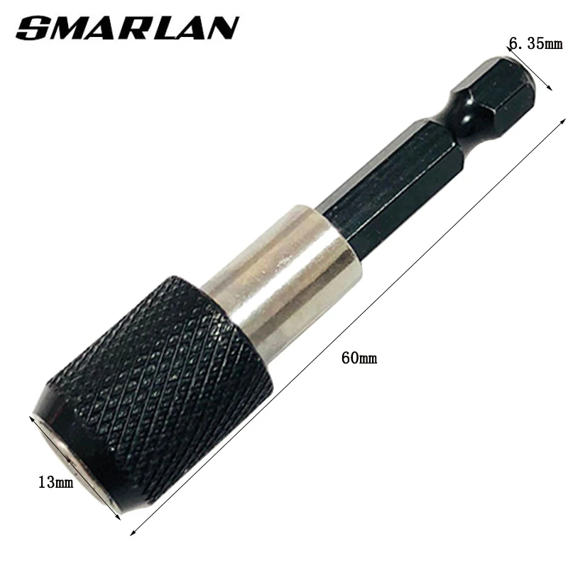 SMARLAN 1/4 Inch Hex Shank Quick Release Screwdriver Magnetic Bit Holder with Adjustable Collar Extension Bar 60mm 1pcs