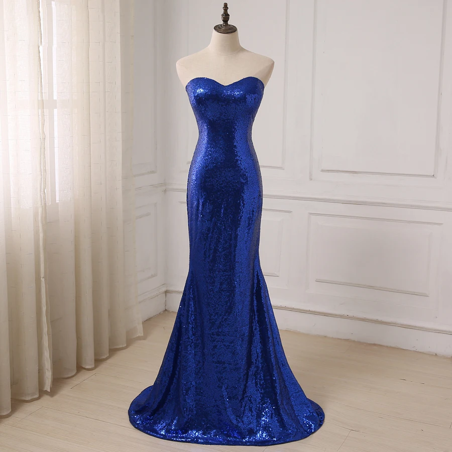 

Jiayigong Royal Blue Sequined Evening Dresses New Arrival Long Cheap Corset Mermaid Party Gown Longo Robe De Soiree