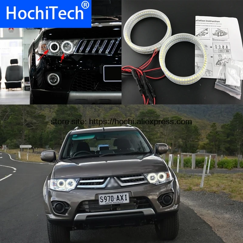 

HochiTech Ultra bright SMD white LED angel eyes halo ring kit DRL for Mitsubishi Challenger Montero Sport 2008-2016