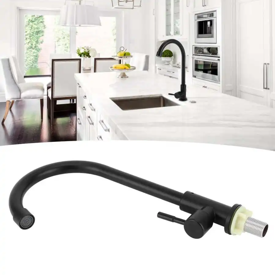 

G1/2 Basin Faucets 90 Degree Rotating Kitchen Sink Faucet Single Cold Water Tap for Home Kitchen Sink Water faucet Matte Black