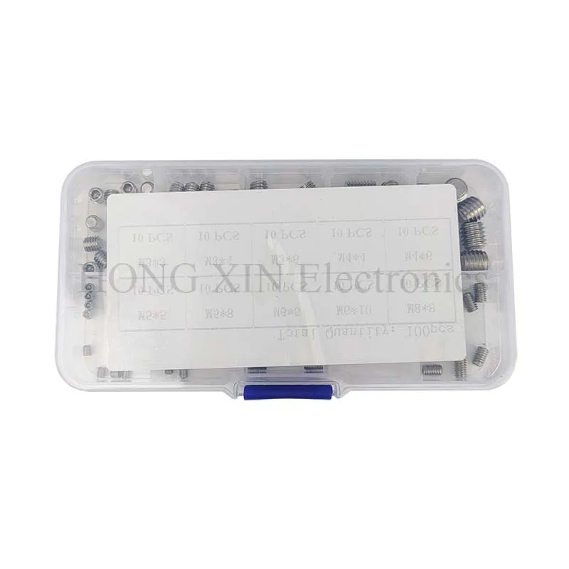 100 Stks/set Rvs Hout Schroeven Allen Hoofd Socket Hex Set Grub Schroef Assortiment Cup Point Parafuso Assortiment