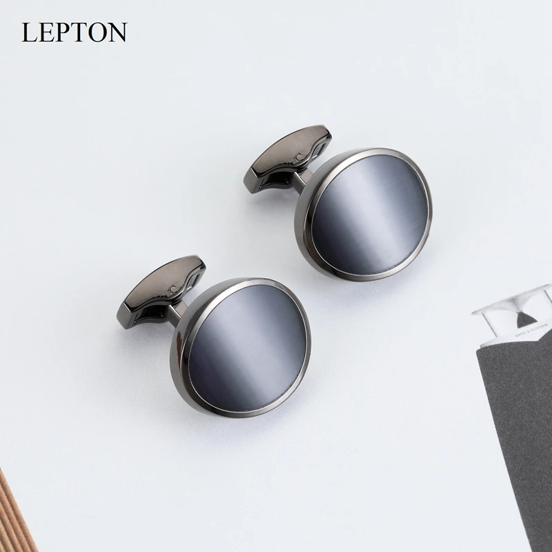 أزرار أكمام حجرية للرجال LEPTON منخفضة المفتاح فاخرة سهرة عين القط أزرار أكمام رسمية لعيد الأب/الحبيب/الأصدقاء/الزفاف/الذكرى السنوية