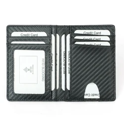 New Black Carbon Fiber Slim Credit Card Holder Mini RFID Wallet PU Leather Driver's License Cover ID Holder For Men Small Purse