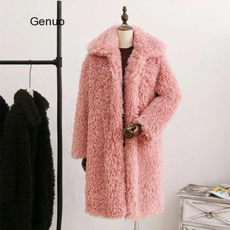 Neue Frauen Winter Dicken Pelzmantel Frauen Warm Faux Pelz Mantel Jacke Lange Fuchs Pelzmantel Outwear Damen Lamm Wolle mantel