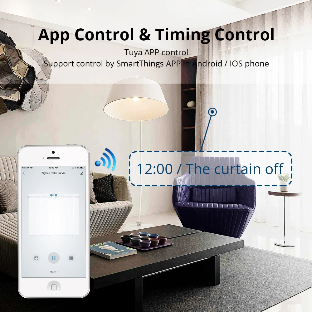 Zemismart Tuya Zigbee Curtain Track Alexa Echo Google Home Control via Smart Life SmartThings Electric Curtains