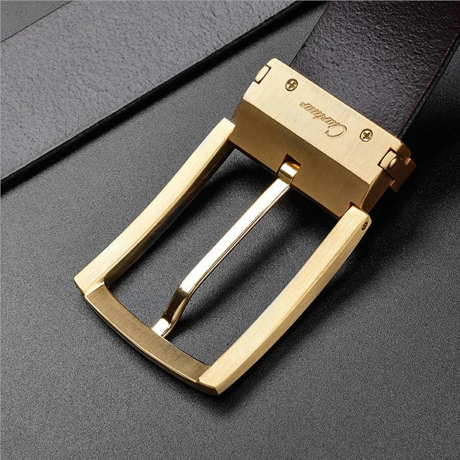 2026 new design belt high quality  men belt genuine leather strap trousers first layer ciartuar brass pin buckle