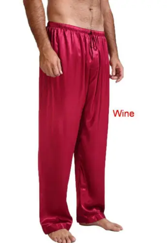 Mens Zijde Satijn Pyjama Pyjama Broek Losse Slaap Bodems Nachtkleding Nachtkleding Broek