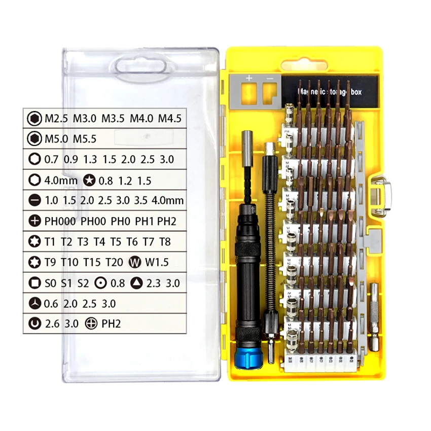 60 in 1 Toolkit - Screwdriver Set with Flexible Shaft, Degausser for Electronics, Smartphone, Computer & Tablet Repair Kit