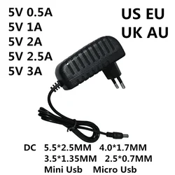 DC 5 V 0.5A 1A 2A 2.5A 3A AC 100-240V konwerter zasilacz 5 V Volt 1000MA przełącz zasilanie ładowarka Mini Micro Usb