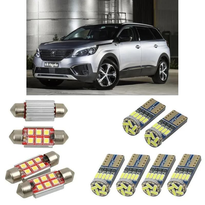 

Interior led Car lights For peugeot 5008 0u 0e minivan 2009 mk2 minivan 2016 car accessories boot light License Plate Light 10pc