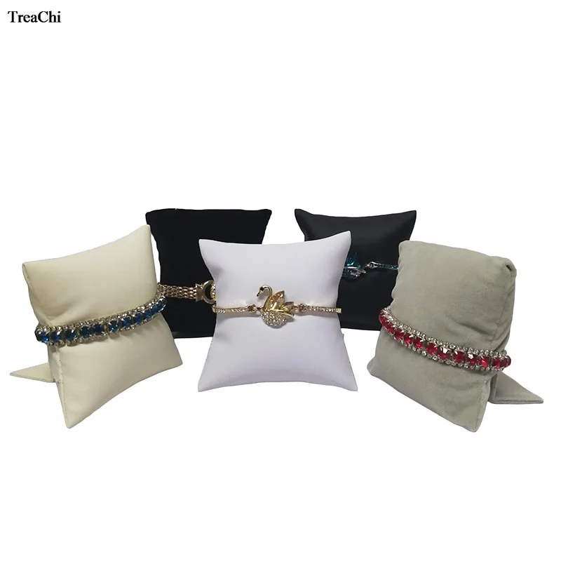 Présentoir de bijoux en velours, présentoir de bijoux, support d\'oreiller, support de rangement de Bracelet, support de rangement de Bracelet en PU,