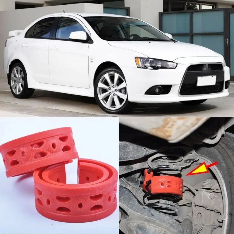 2pcs Red Rear Shock Bumper Spring Coil Cushion Buffer For Mitsubishi lancer ex