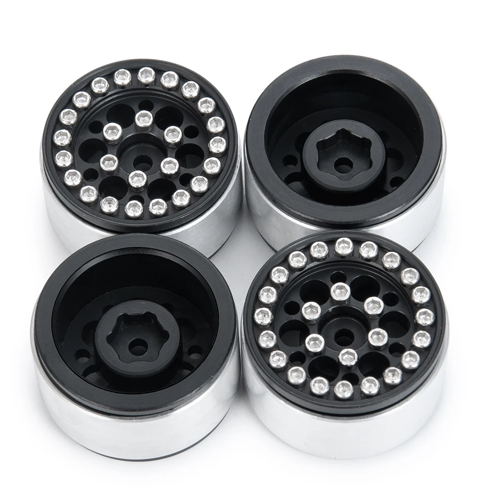 AXSPEED 4 ชิ้นสีดํา 1.0 ''โลหะ Beadlock ล้อฮับสําหรับ Axial SCX24 90081 AXI00001 AXI00002 1/24 RC รถรถบรรทุกอุปกรณ์เสริม