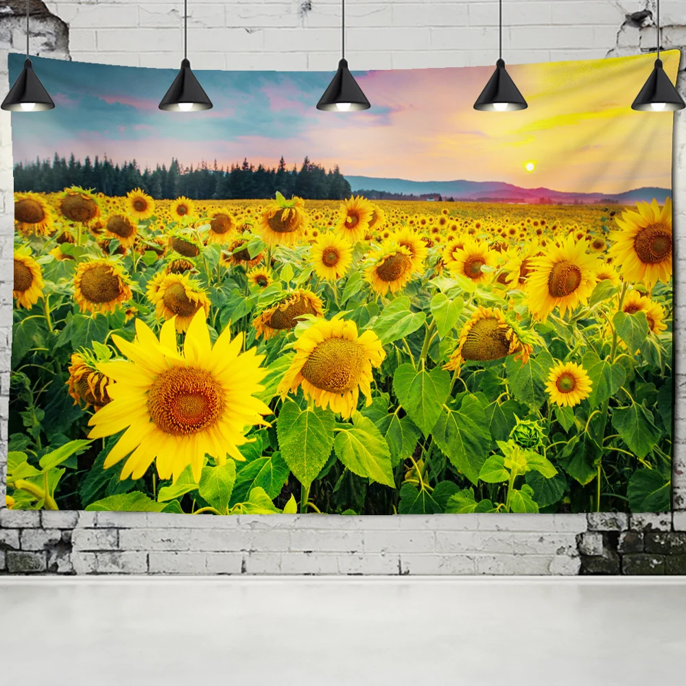 Sunflower Tapestries Wall Hanging Sunflower Sunshine Sun Tapestry Decorative Blanket Fabric Bedroom Decor Large Size Tapestry