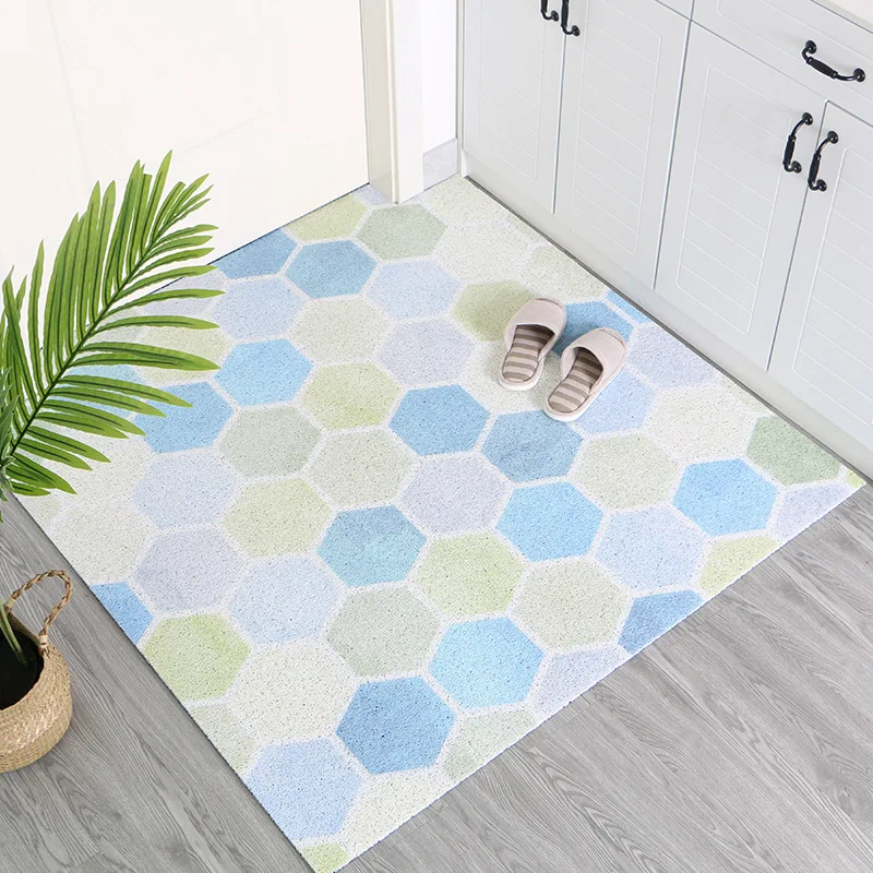 

2020 New Anti-slip PVC Silk Loop Door Mat Nordic Minimalist Dust Mat DIY Rubbing Irregular Shape Mat Carpet Rug Home Mat