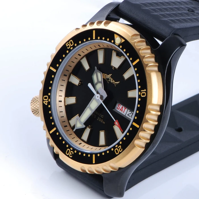 ساعة غوص رجالية من HEIMDALLR ، ساعات ميكانيكية للرجال رياضية أوتوماتيكية 200 متر مقاومة للماء ساعة يد مضيئة NH36 مرآة الياقوت