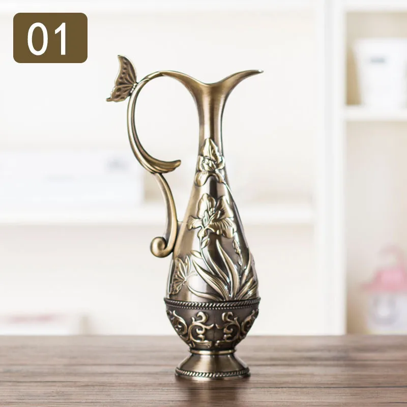2025 Retro Bronzes Vases with Exquisite Handles For Flowers Tabletop Creative vases for Living Room Decoration Modern j452
