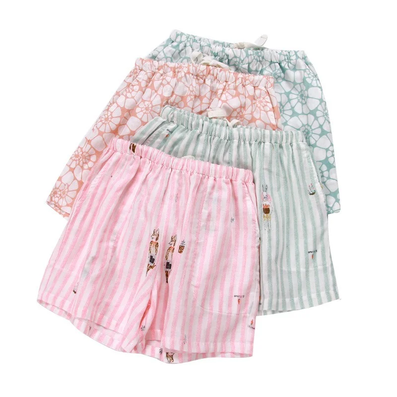 Summer New Cotton Double Gauze Shorts Sweet Fresh Casual Home Pants Printing Lounge Pajama Shorts Lounge Bottoms Sleep Underwear