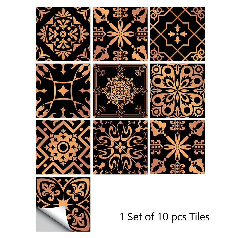 10/15/20cm Mandala Style Matte Surface Tile Sticker Peel & Stick Decoration Film For Tiles /Ground in Kitchen Wardrobe Wallpaper