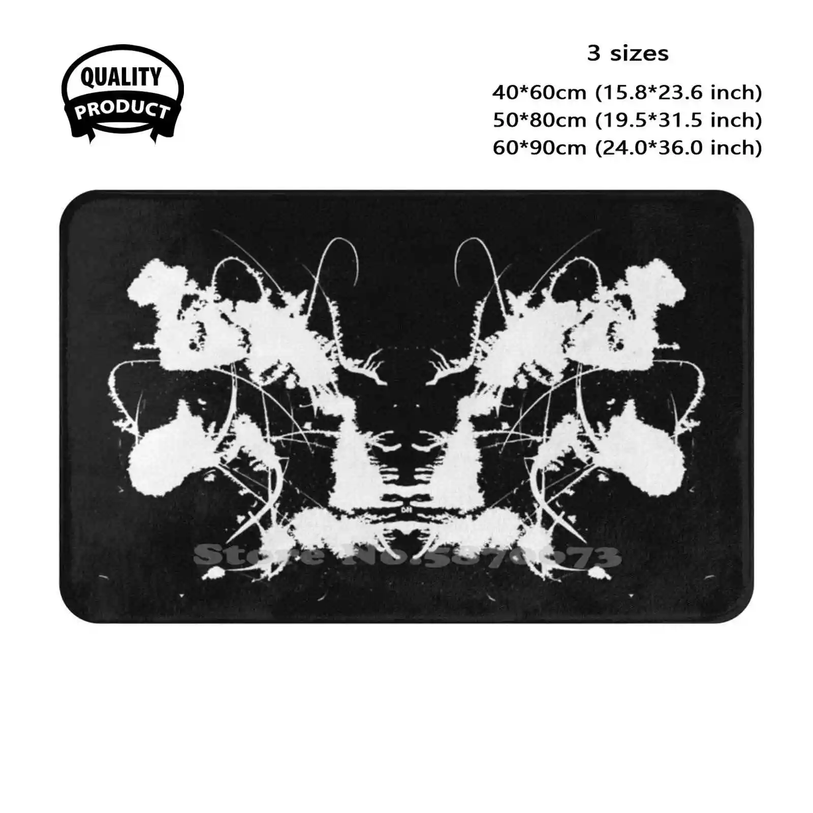 Ink Blot 3 - White Soft Cushion Home Carpet Door Mat Car Rug Inkblot Rorschach