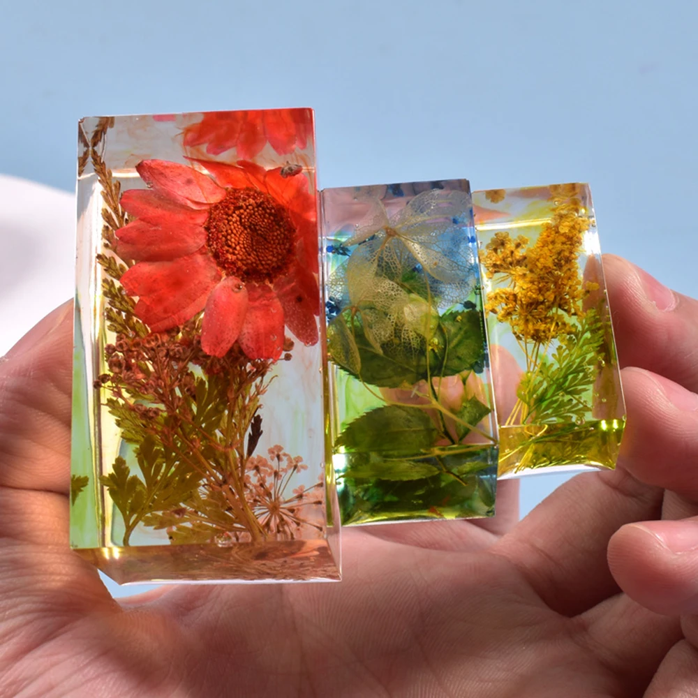 1Pcs Rectangle Silicone Mold Dried Flowers Filling UV Epoxy Resin Mould For DIY Jewelry Decorations Making Accessories 6 Sizes