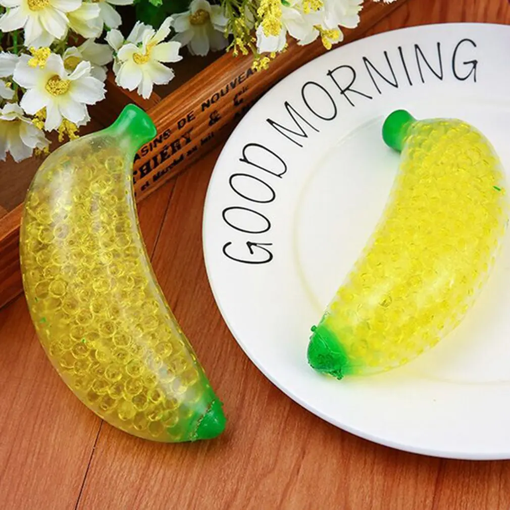 Nóng Xốp Chuối Hạt Lại Căng Thẳng Đồ Chơi Squeezable Mềm Mại Hình Trái Cây Cảm Quan Giải Trẻ Em Fidgeting Bật Lại Bóp Đồ Chơi