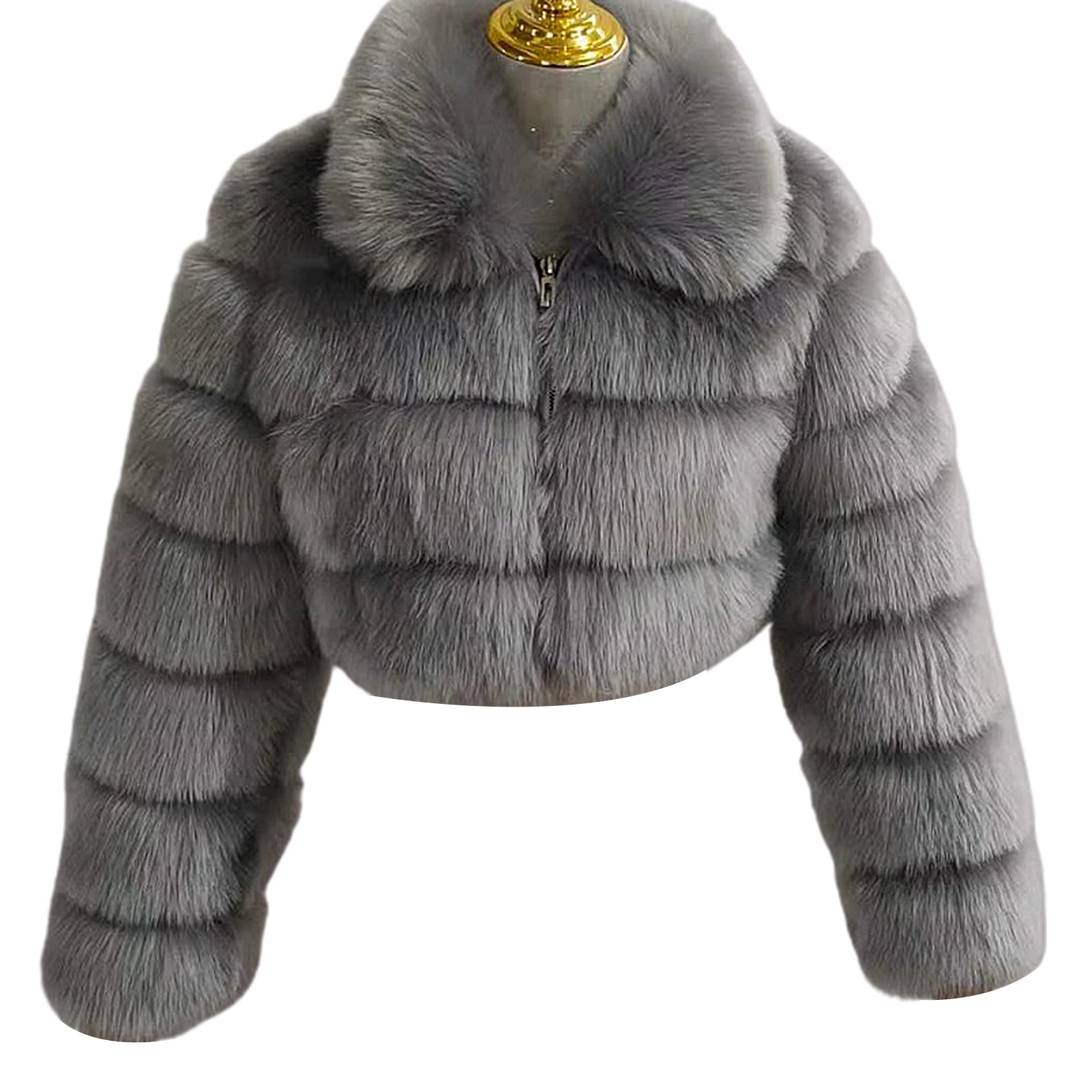 Loose Women Jacket Winter Thick Plush Mink Turn Down Collar Long Sleeve Zipper Faux Fur Slim Short Jacket Coat