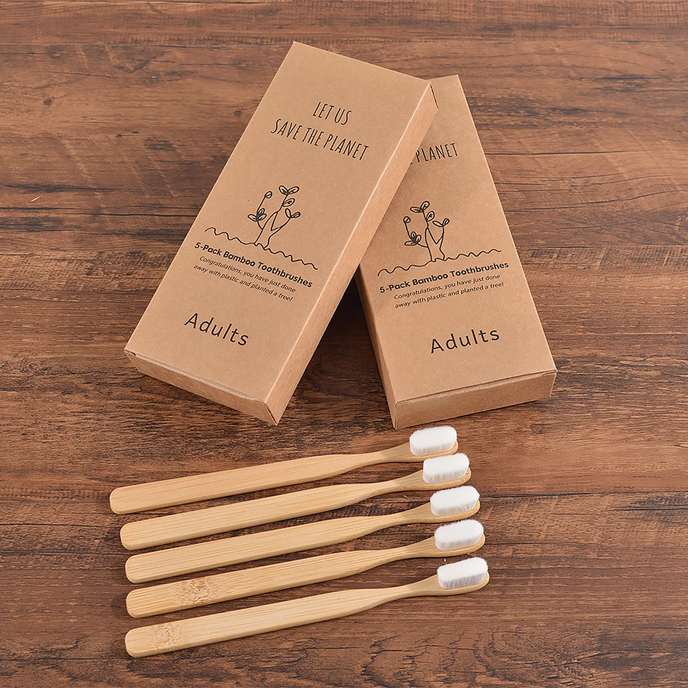 5Pcs Ultra Fine Soft Toothbrush Million Bristle Adults Bamboo Toothbrush Vegan Teeth Deep Cleaning Dental Oral Care Tooth Brush