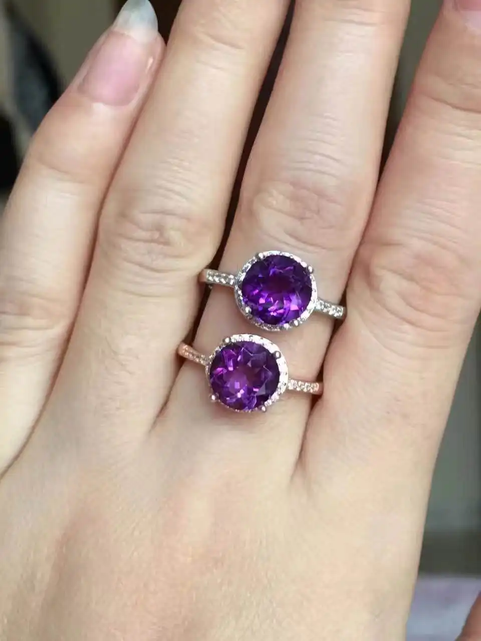 

Natural And Real Amethyst Gemstone Ring 925 Sterling Silver Ring for Women Wedding Ring