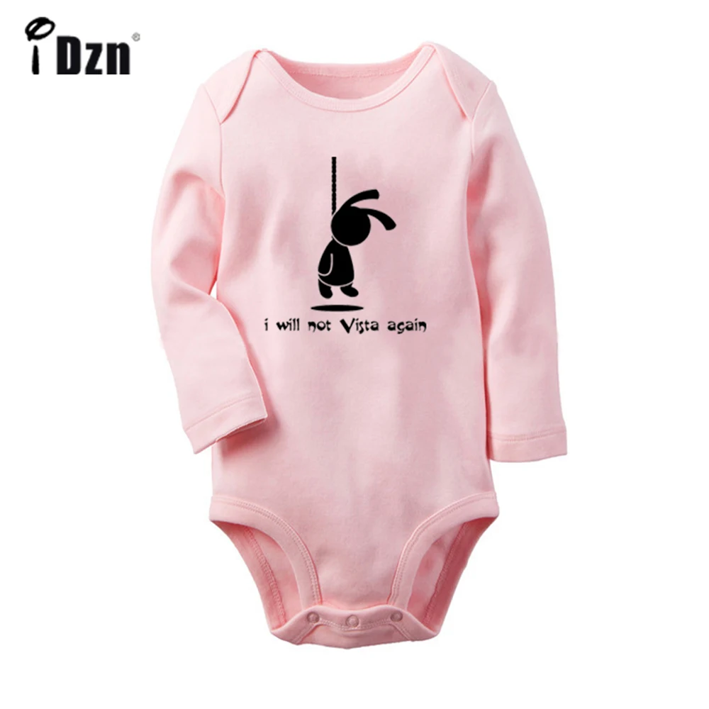 

Cute I Will Not Vista Again Red Seal Stamp Nope Newborn Baby Outfits Long Sleeve Jumpsuit 100% Cotton