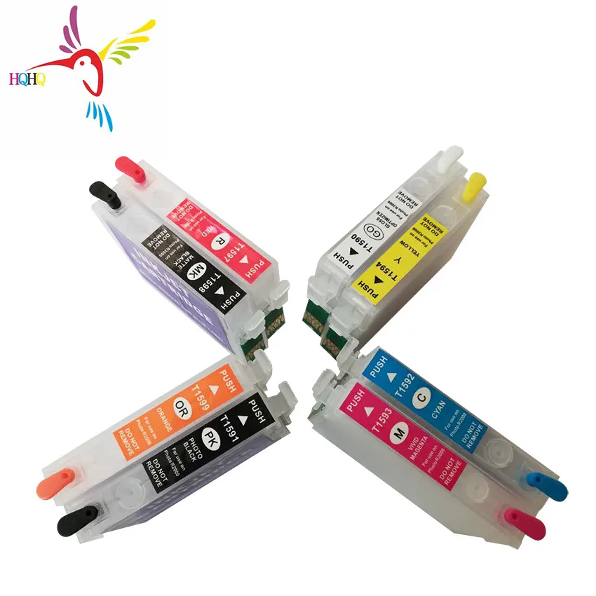 8pcs/Set T1591-T1599 Refill Ink Cartridge for Epson R2000 Desk Printer with Permanent ARC Chip Auto Resetable