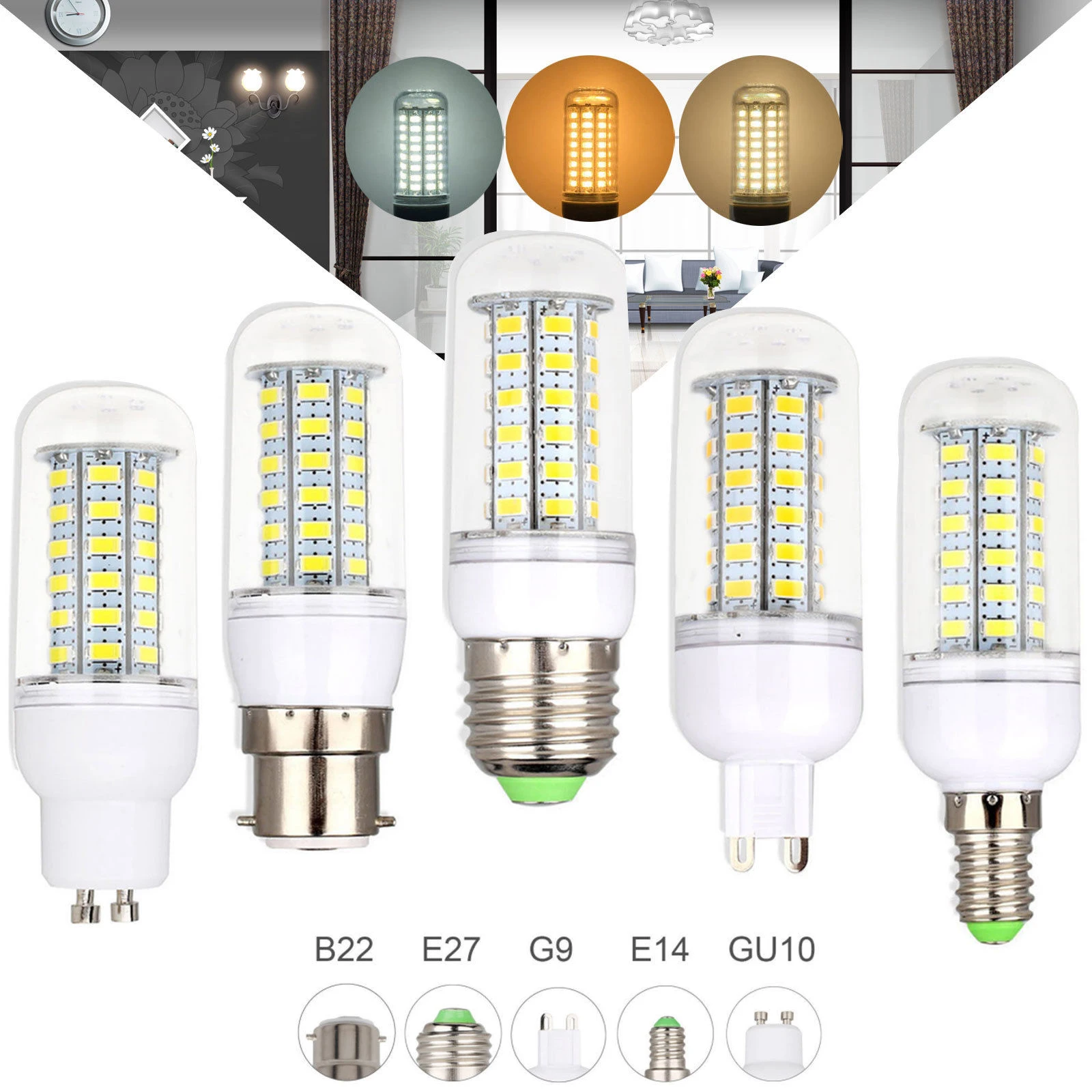 

3W 6W 9W 12W 15W LED Corn Light Bulbs E14 E27 B22 G9 GU10 5730 SMD Bright Cool Warm White Lamp AC 220V Bombillas Ampoule Lampada