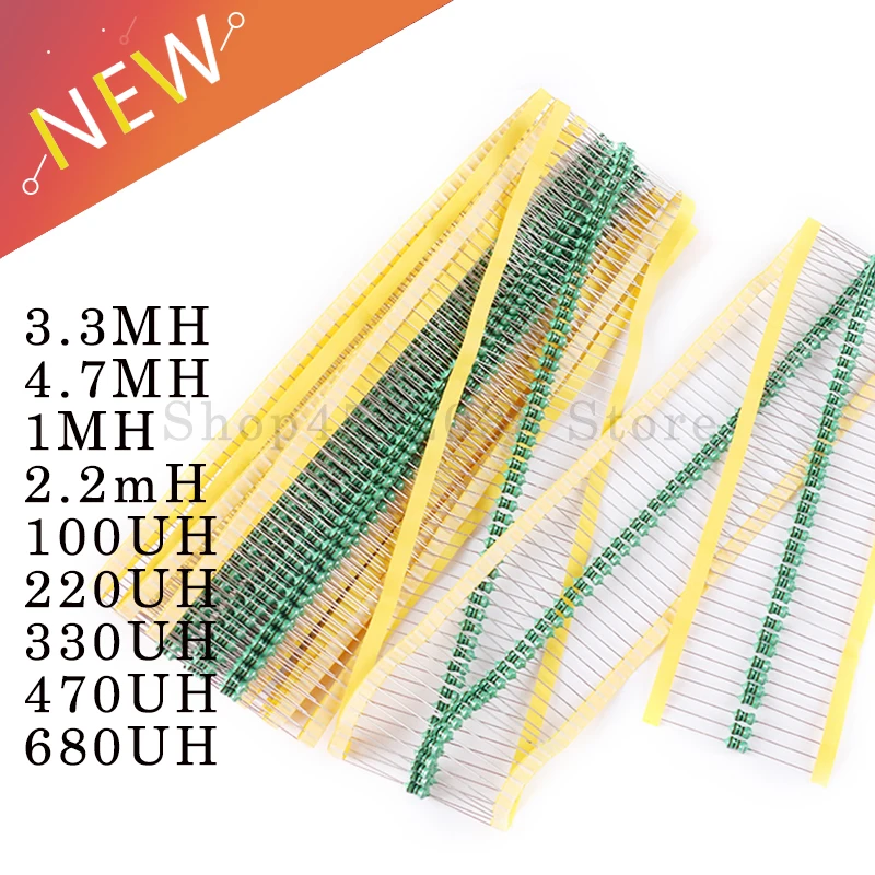 100pcs/lot 1/2W 1W Color ring inductor DIP 0510 2.2MH 3.3MH 4.7MH 1mH 100UH 220UH 330UH 470UH 680UH