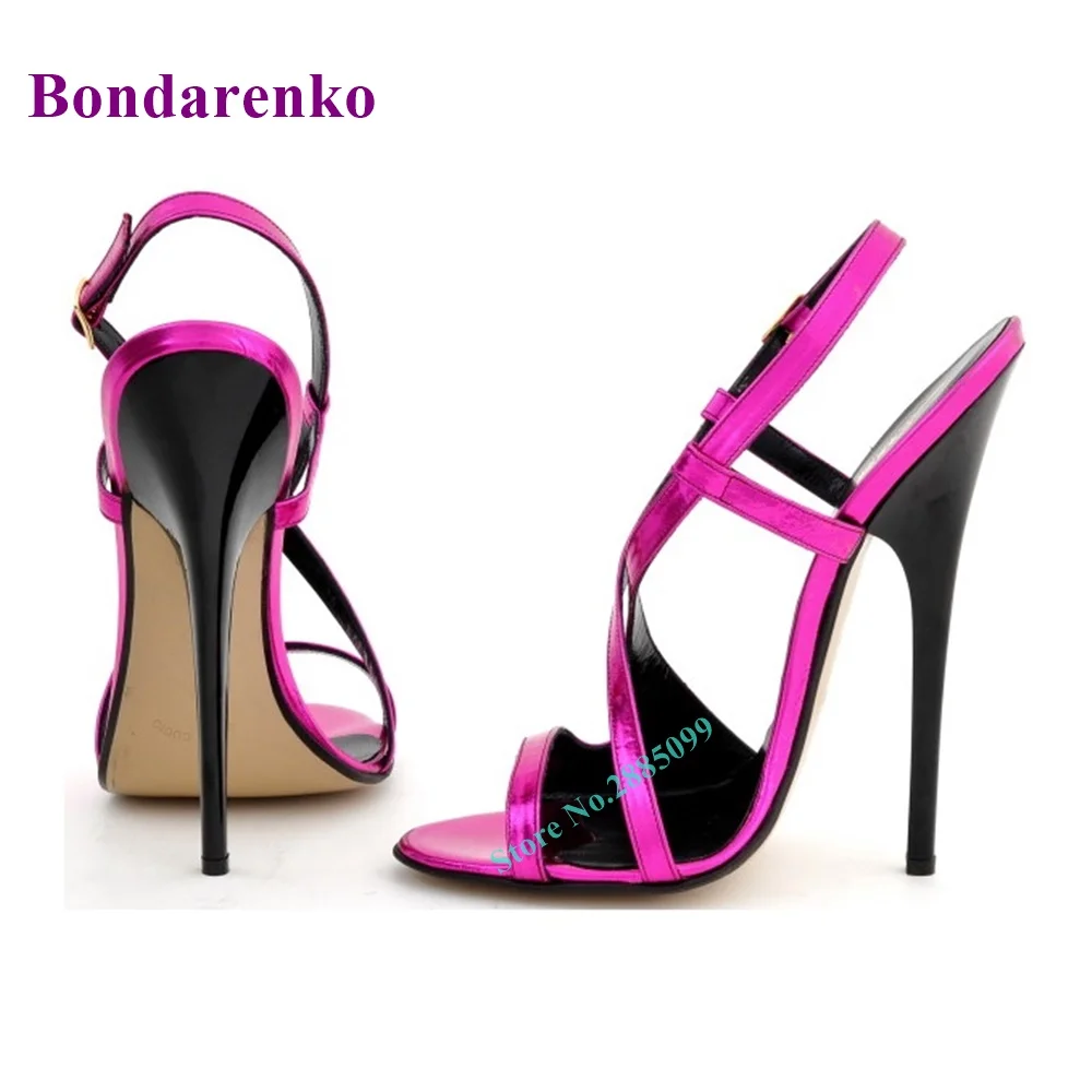 

Open Toe Ankle Buckle Straps Sandals Slingback Solid Thin High Heel Cutouts Sandals Women Shoe Summer Party Dress Show Sandals