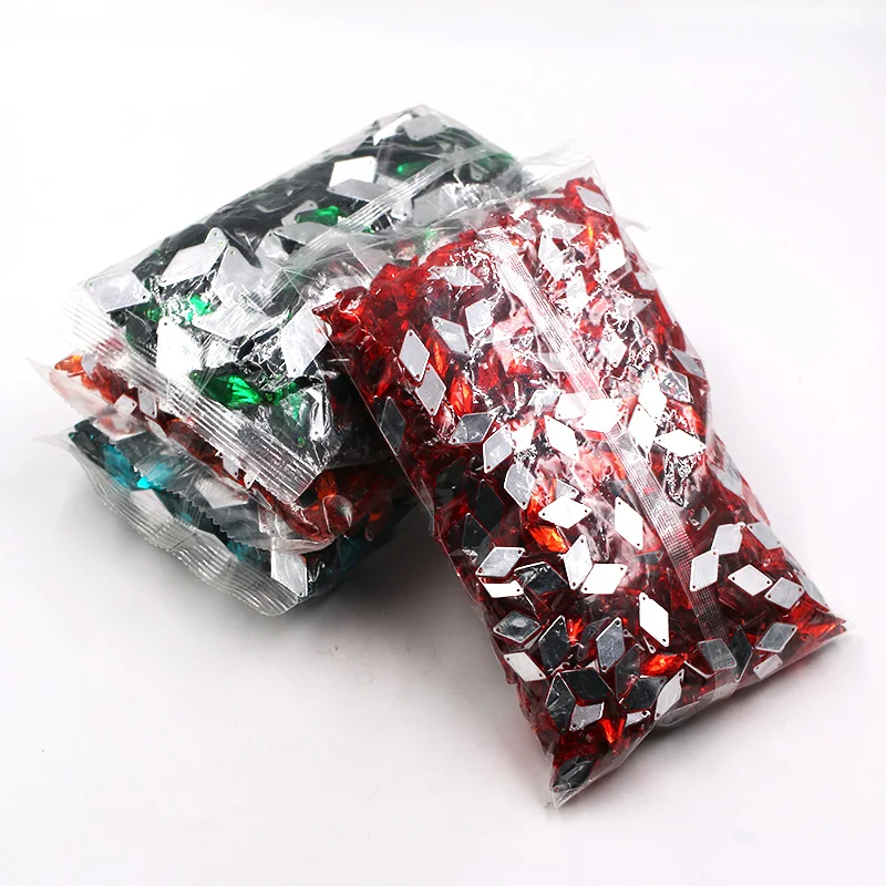 Big Bag Wholesale High Quality Diamond Shaped Acrylic Sew Flatback With Hole Rhinestones Diy/Clothing Accessories